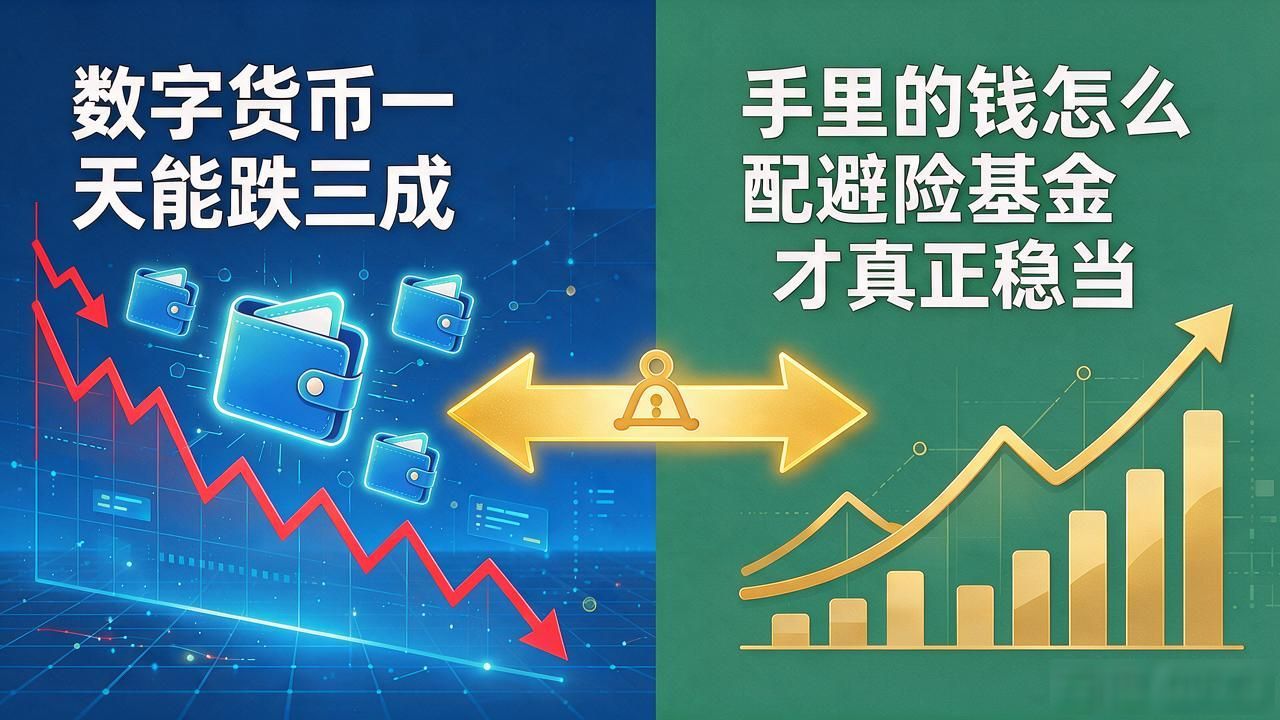 数字货币一天能跌三成，手里的钱怎么配避险基金才真正稳当